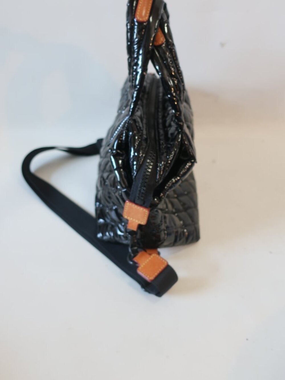 MZ Wallace Black Small Quilted Sutton Deluxe High Gloss Lacquer Finish Bag - Picture 7 of 13